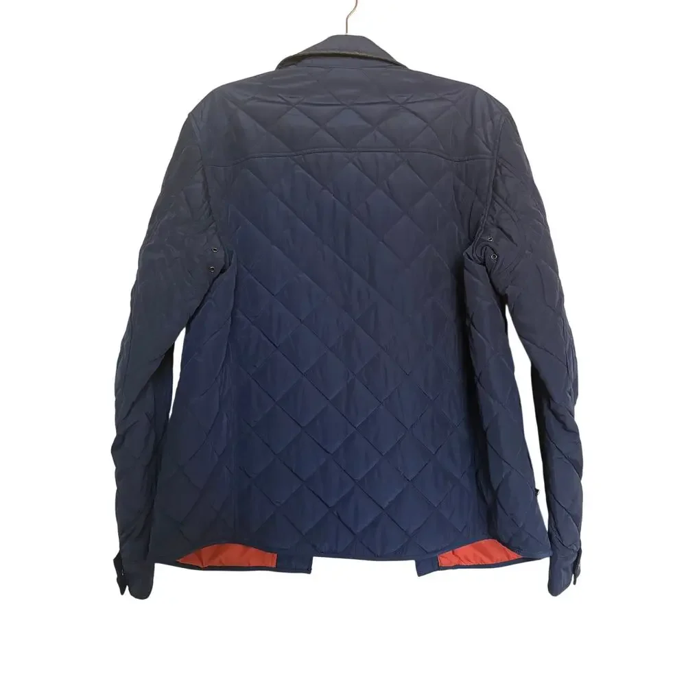Banana Republic Men’s M Quilted Field Jacket Navy Orange Lined Fall 2013 Preppy